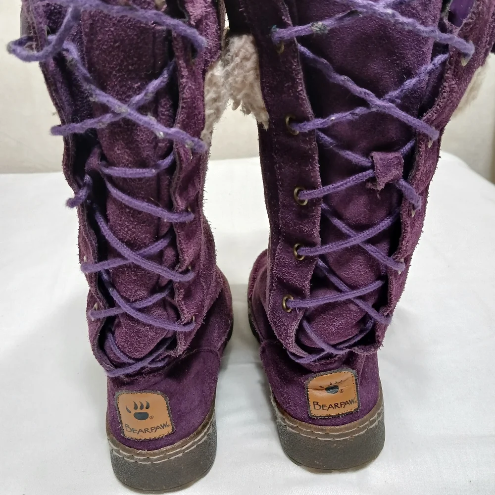 Bearpaw Purple Suede Wool Lined Cold Weather Boots Women's Size 6